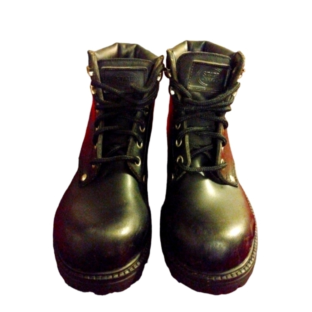 State Street Combat Ankle Boots Black Lace Up Size 5